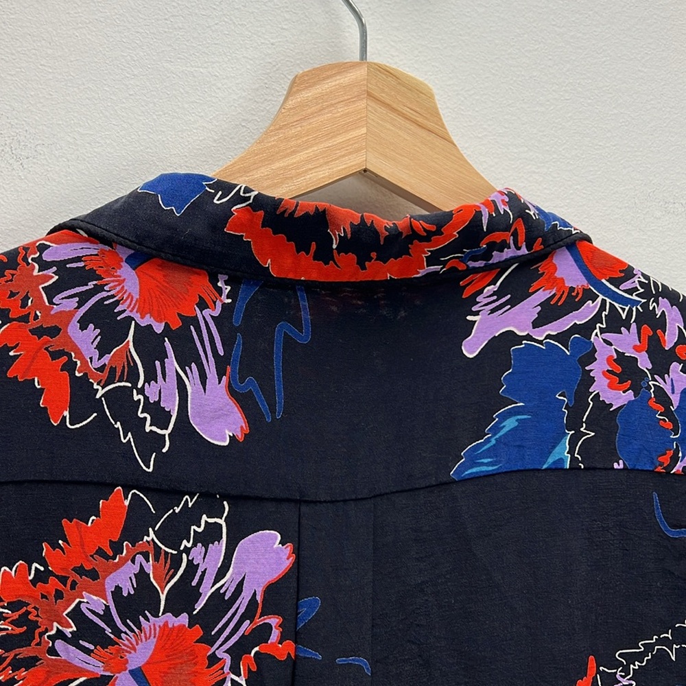 Whistles Blouse Top Freya Hibiscus Floral Dress Shirt Womens Small Designer Bold - Picture 7 of 9